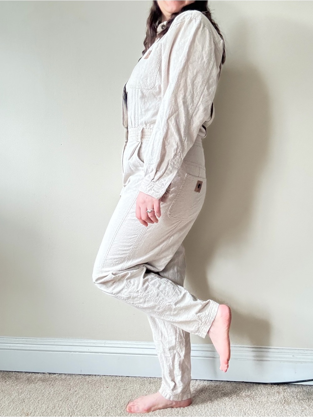 Vintage Chaus Women's Cream Utility Jumpsuit - Picture 3 of 8